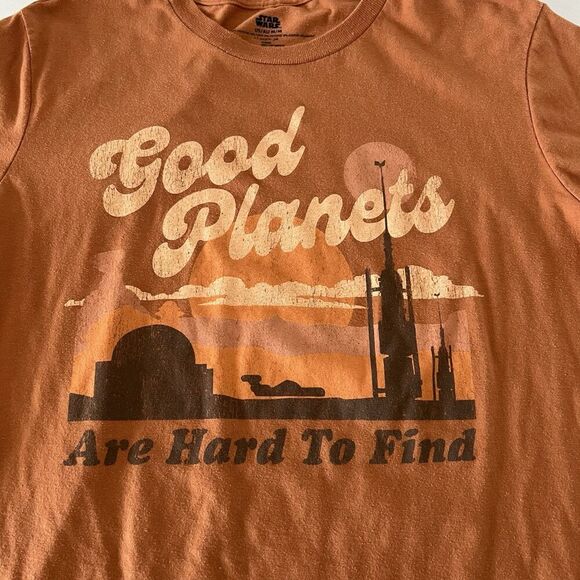 Disney Star Wars Graphic T-shirt Mens M Orange Good Planets are Hard to Find - Picture 2 of 6